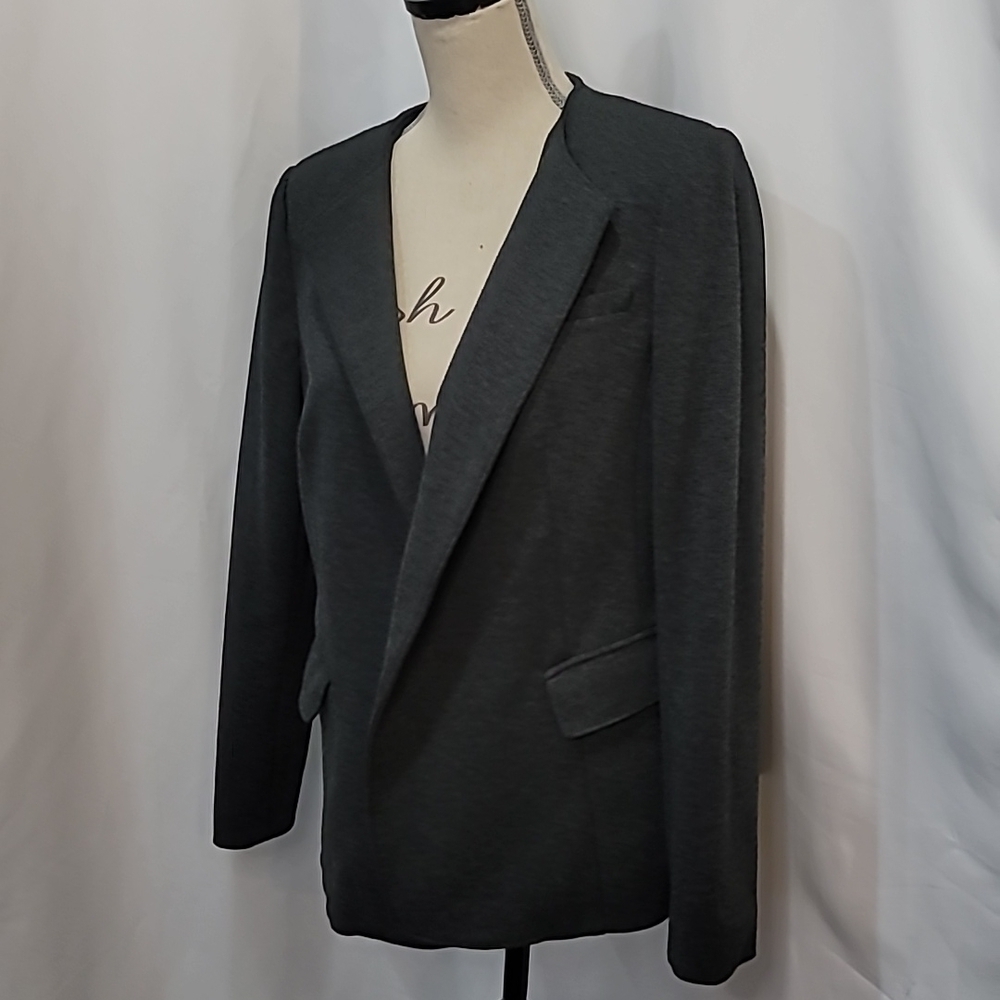 MELANIE LYNE Charcoal Blazer Drape Front Fitted
